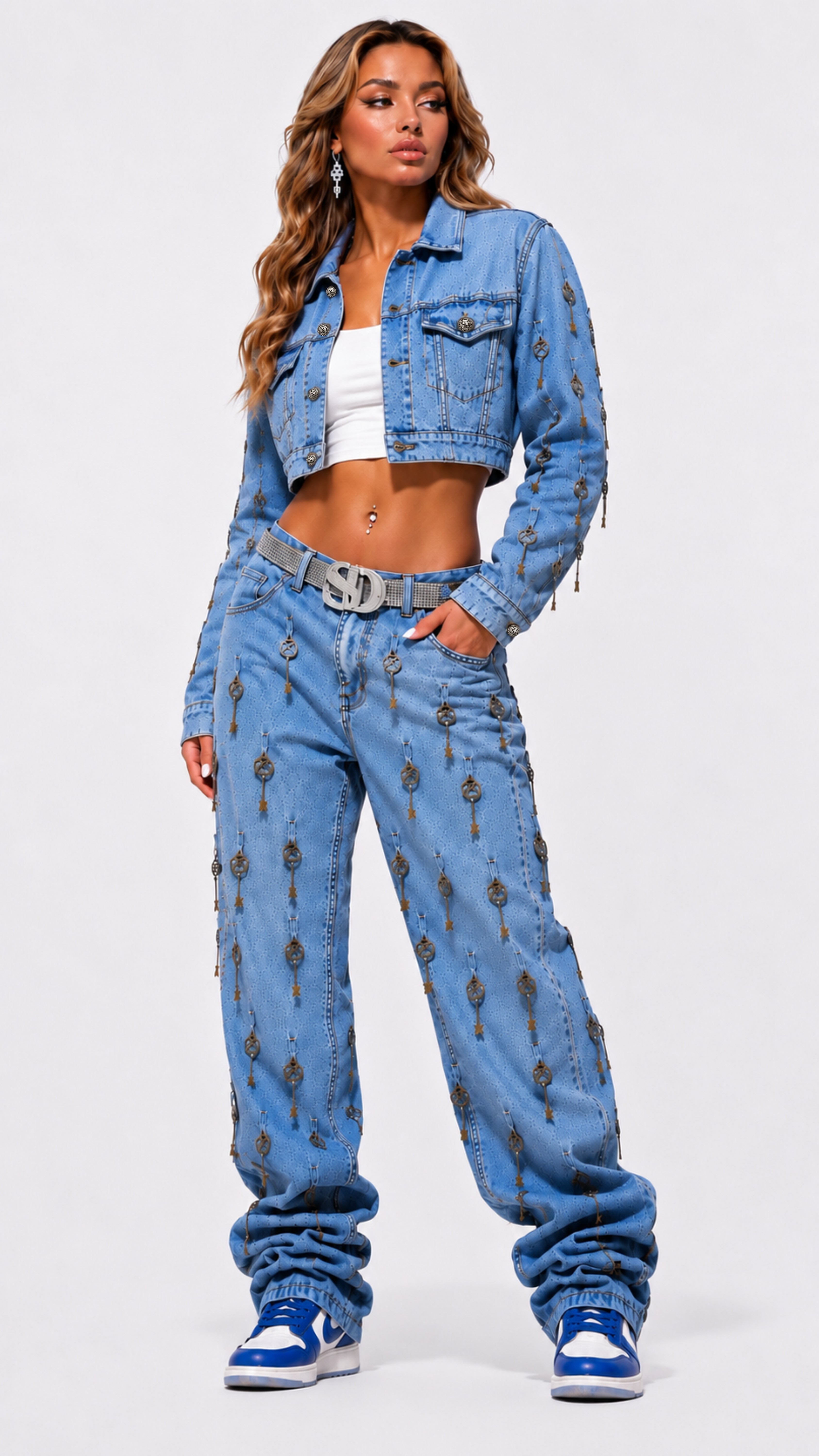 WOMEN CROPPED SLAVE DENIM™ KEY DENIM JACKET