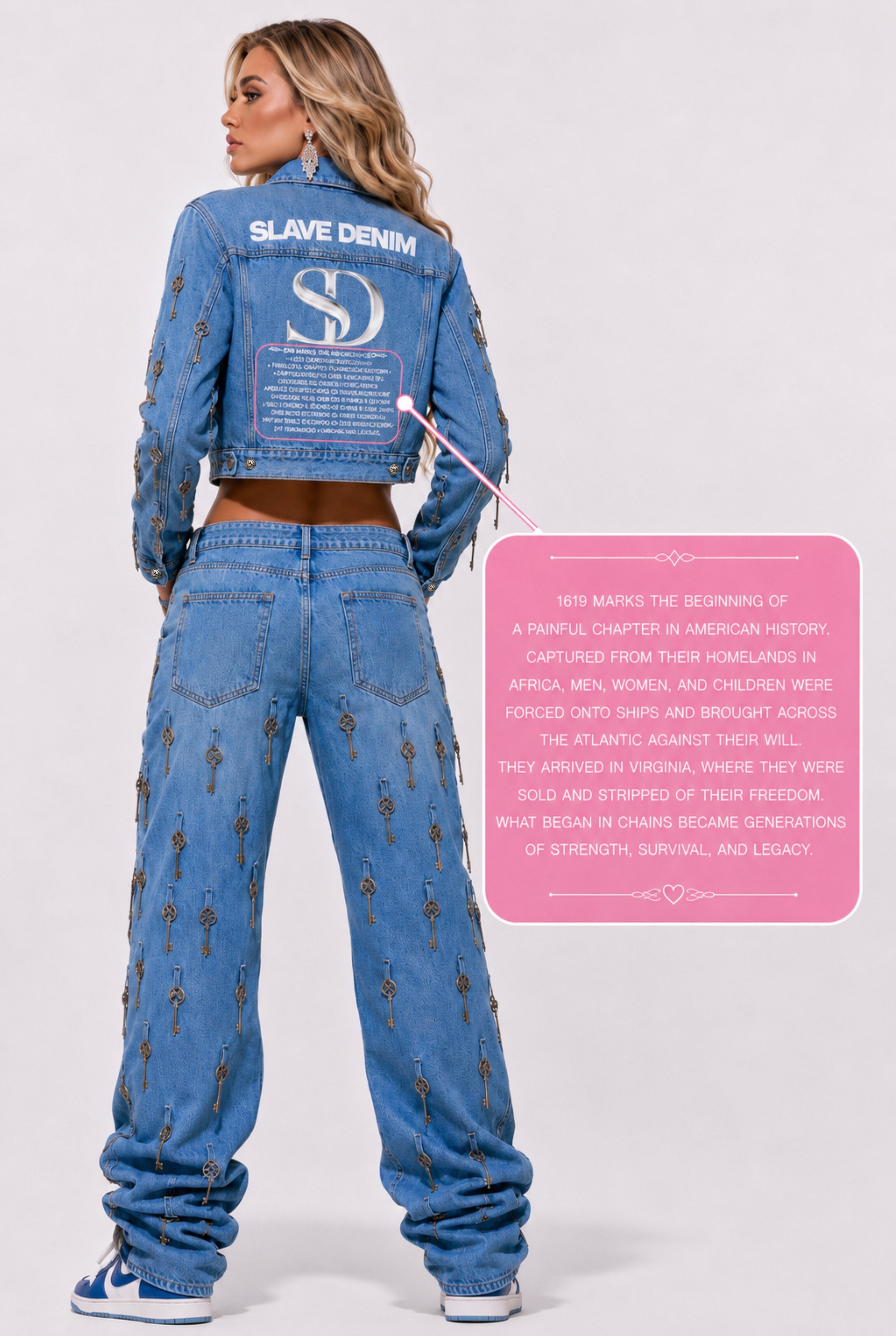WOMEN CROPPED SLAVE DENIM™ KEY DENIM JACKET